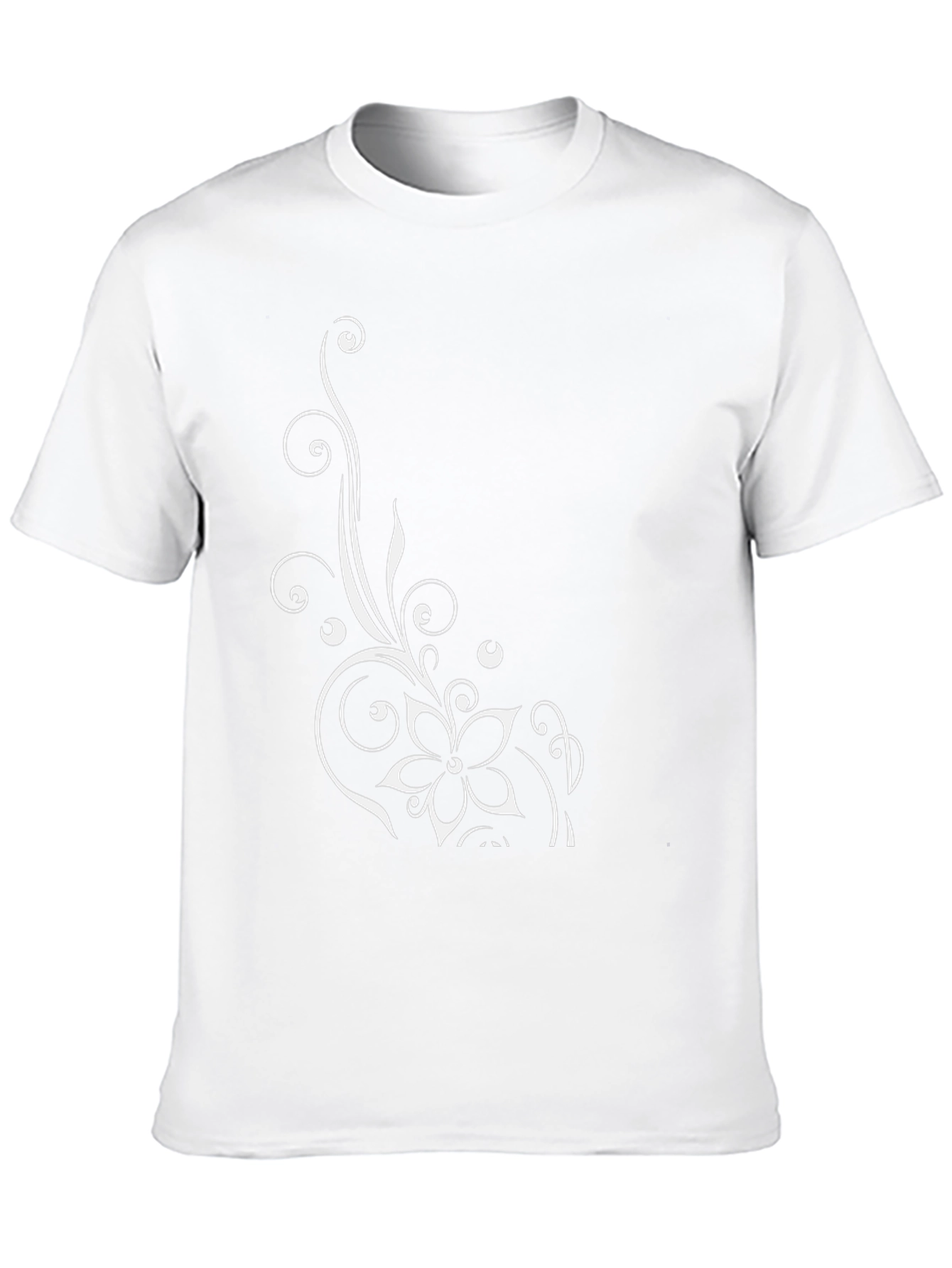 Elegant Floral Design Black T-Shirt for Men