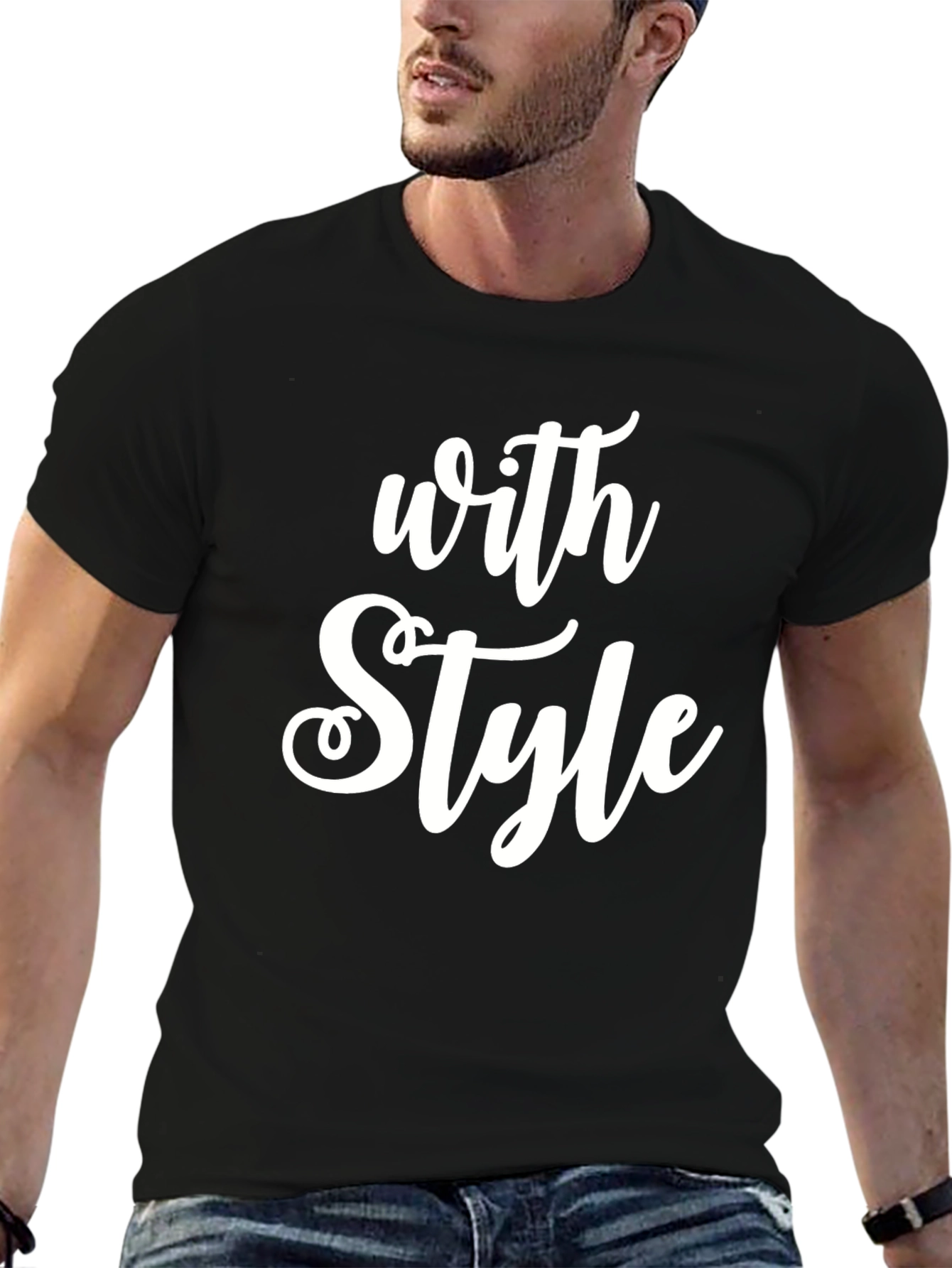 Stylish With Style Graphic Print Black T-Shirt