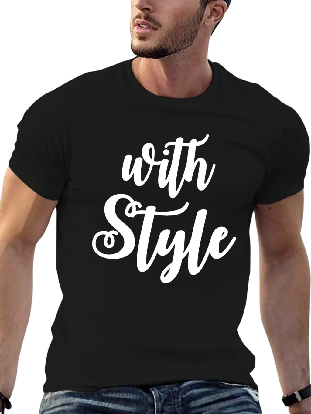 Stylish With Style Graphic Print Black T-Shirt