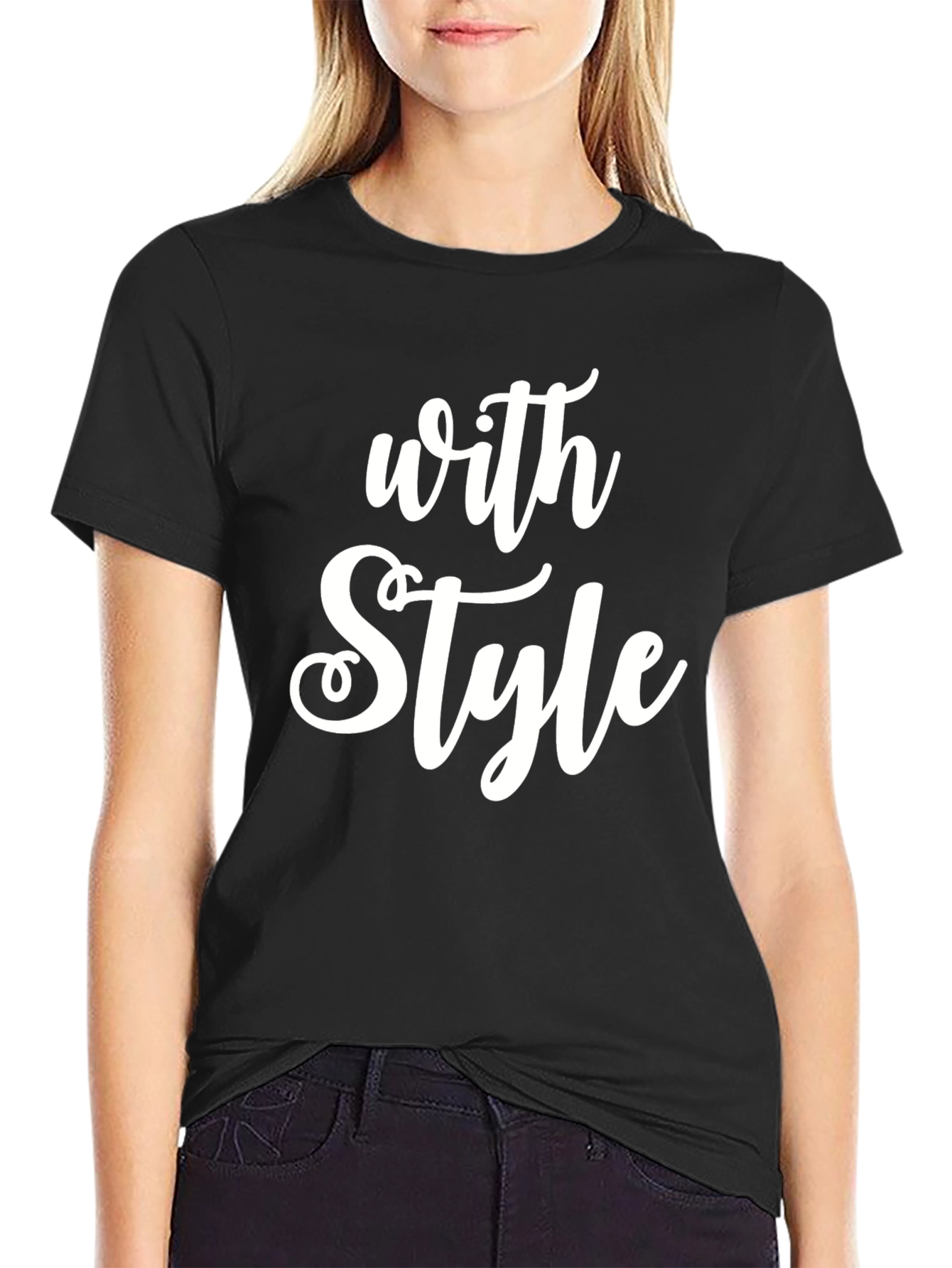 Stylish With Style Graphic Print Black T-Shirt
