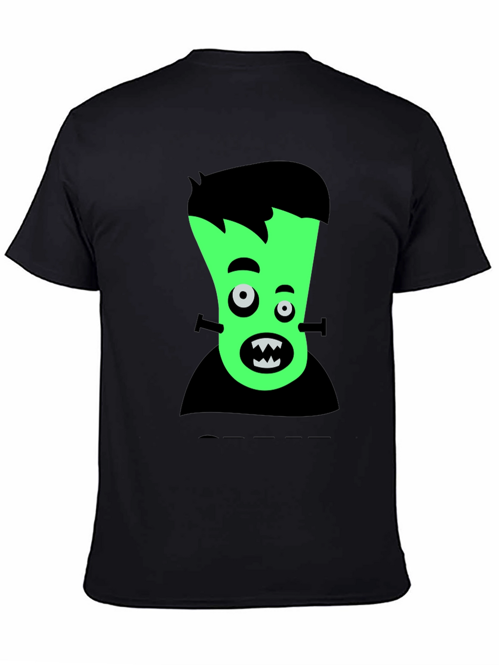 Cartoon Frankenstein Graphic Tee - Black T-Shirt