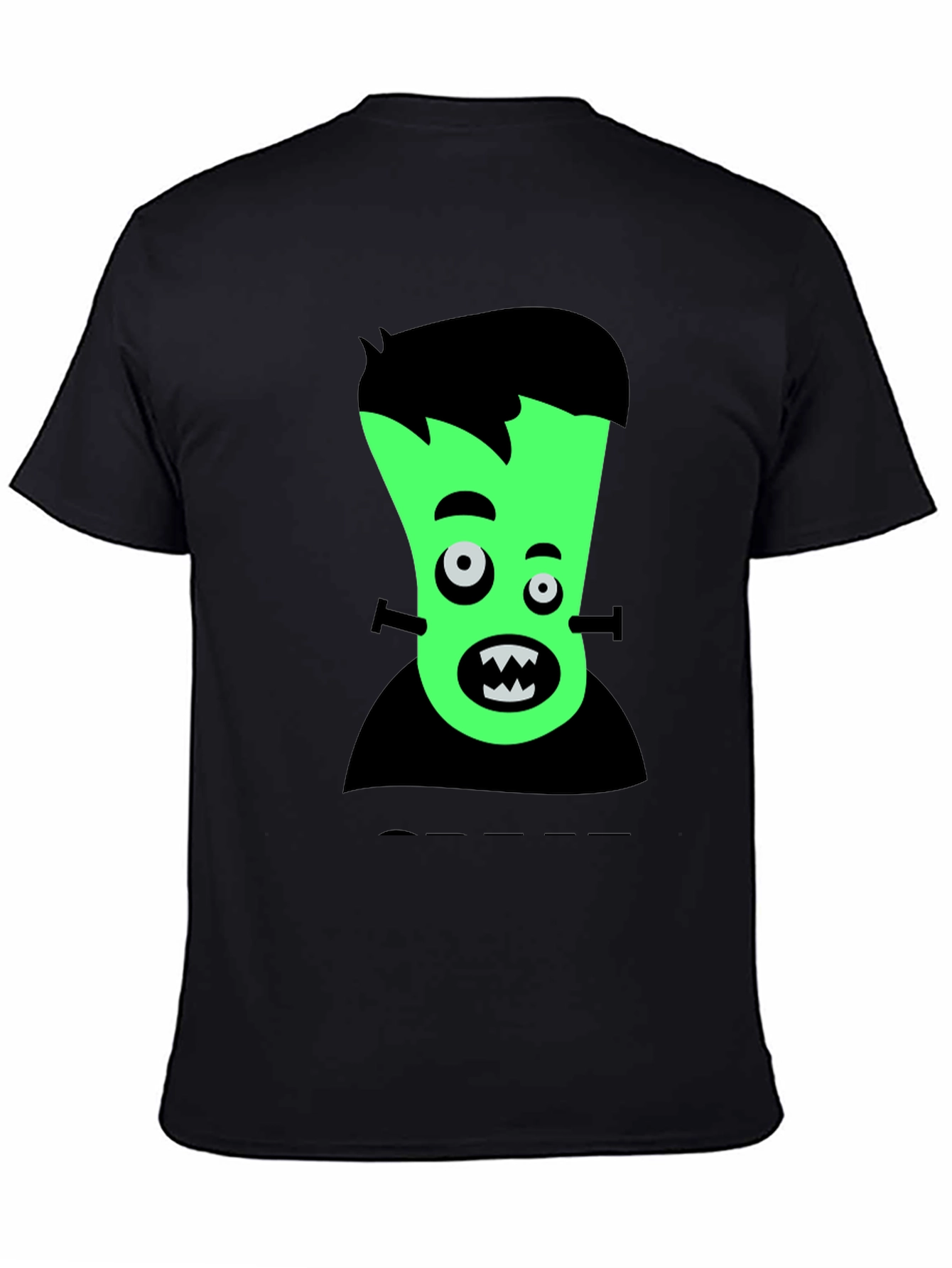 Cartoon Frankenstein Graphic Tee - Black T-Shirt