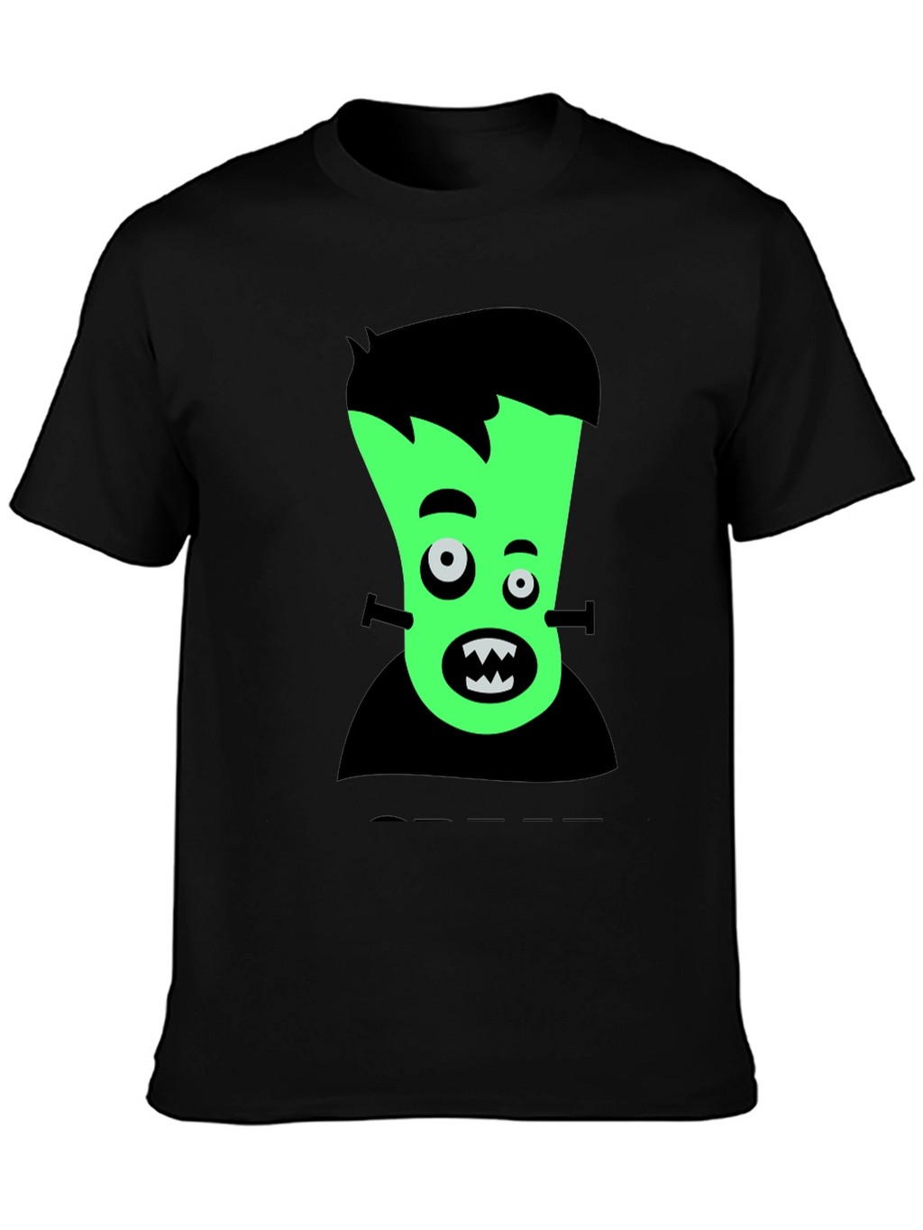 Cartoon Frankenstein Graphic Tee - Black T-Shirt