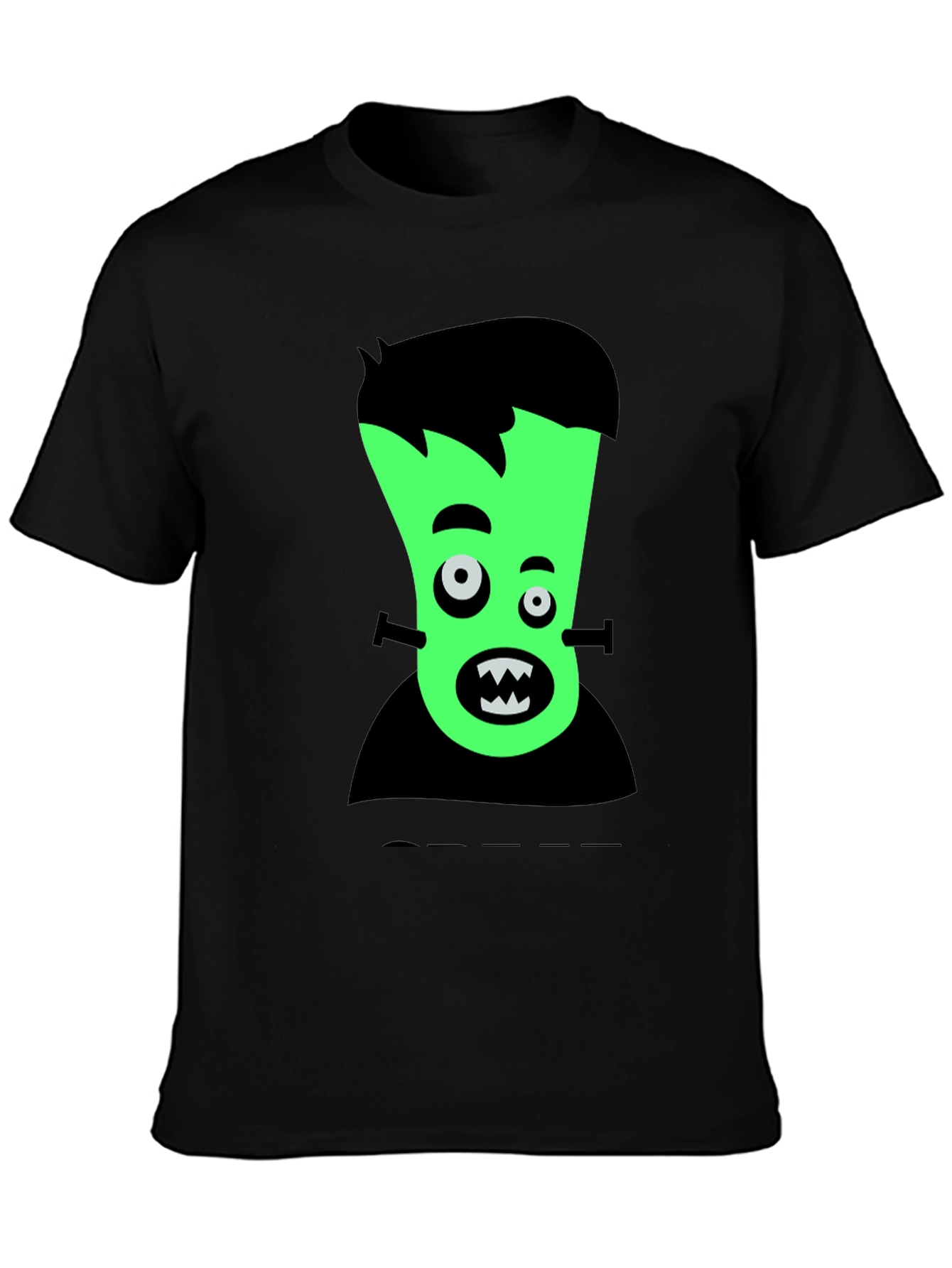 Cartoon Frankenstein Graphic Tee - Black T-Shirt
