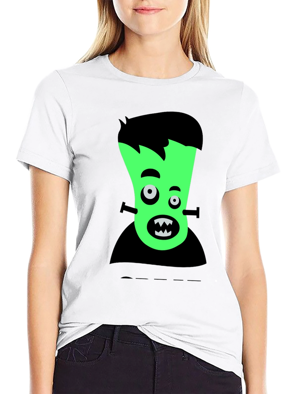 Cartoon Frankenstein Graphic Tee - Black T-Shirt