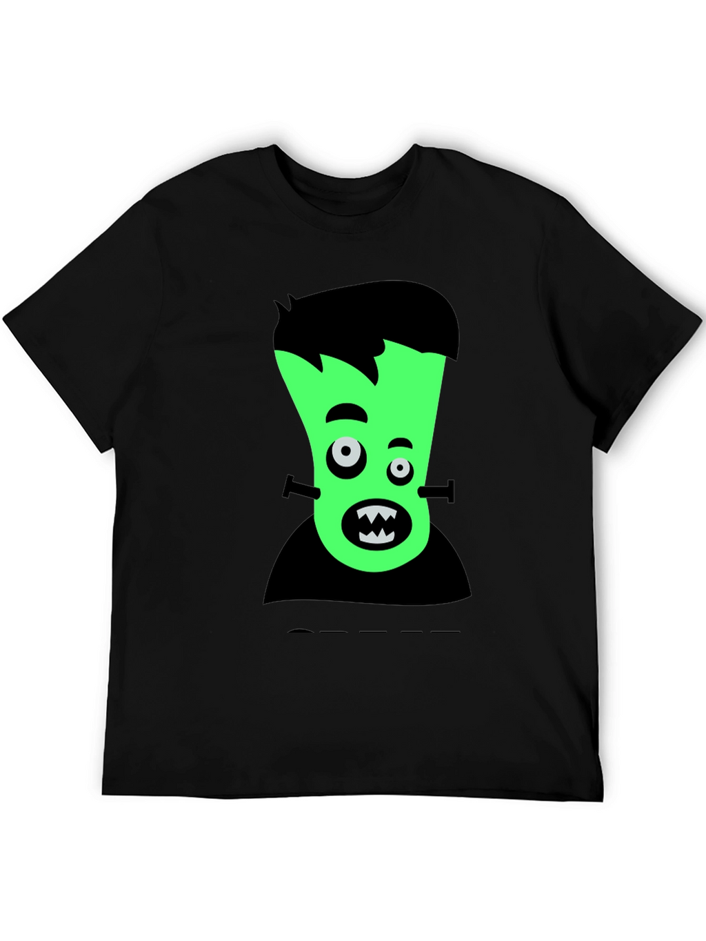 Cartoon Frankenstein Graphic Tee - Black T-Shirt