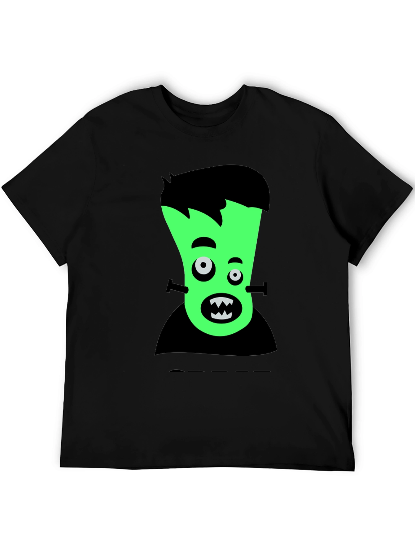 Cartoon Frankenstein Graphic Tee - Black T-Shirt