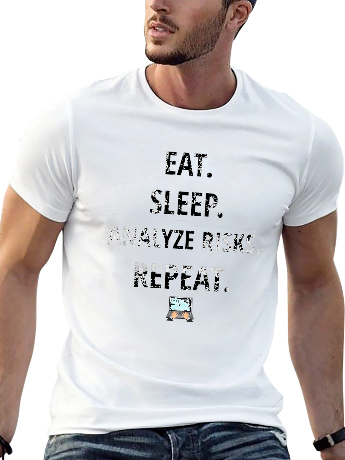 Eat Sleep Analyze Risks Repeat Black T-Shirt