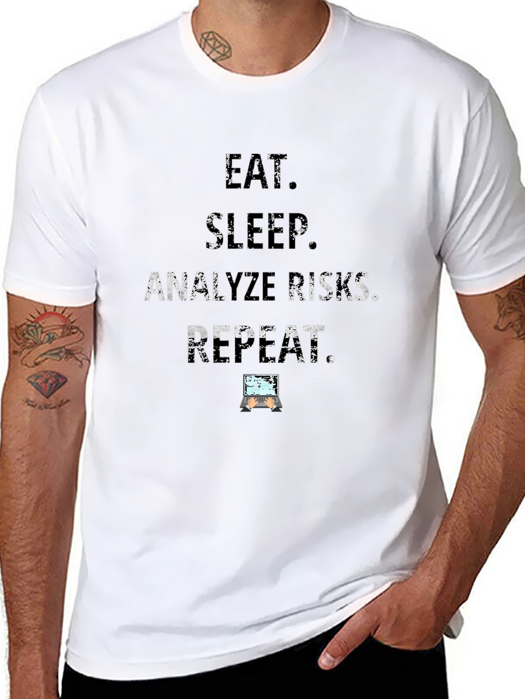 Eat Sleep Analyze Risks Repeat Black T-Shirt