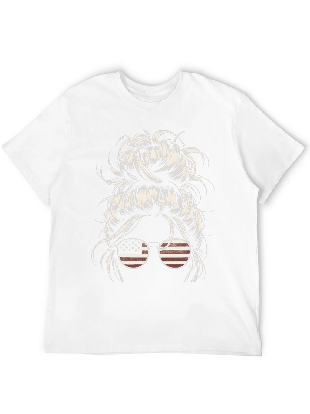 Messy Bun American Flag Sunglasses Graphic Tee