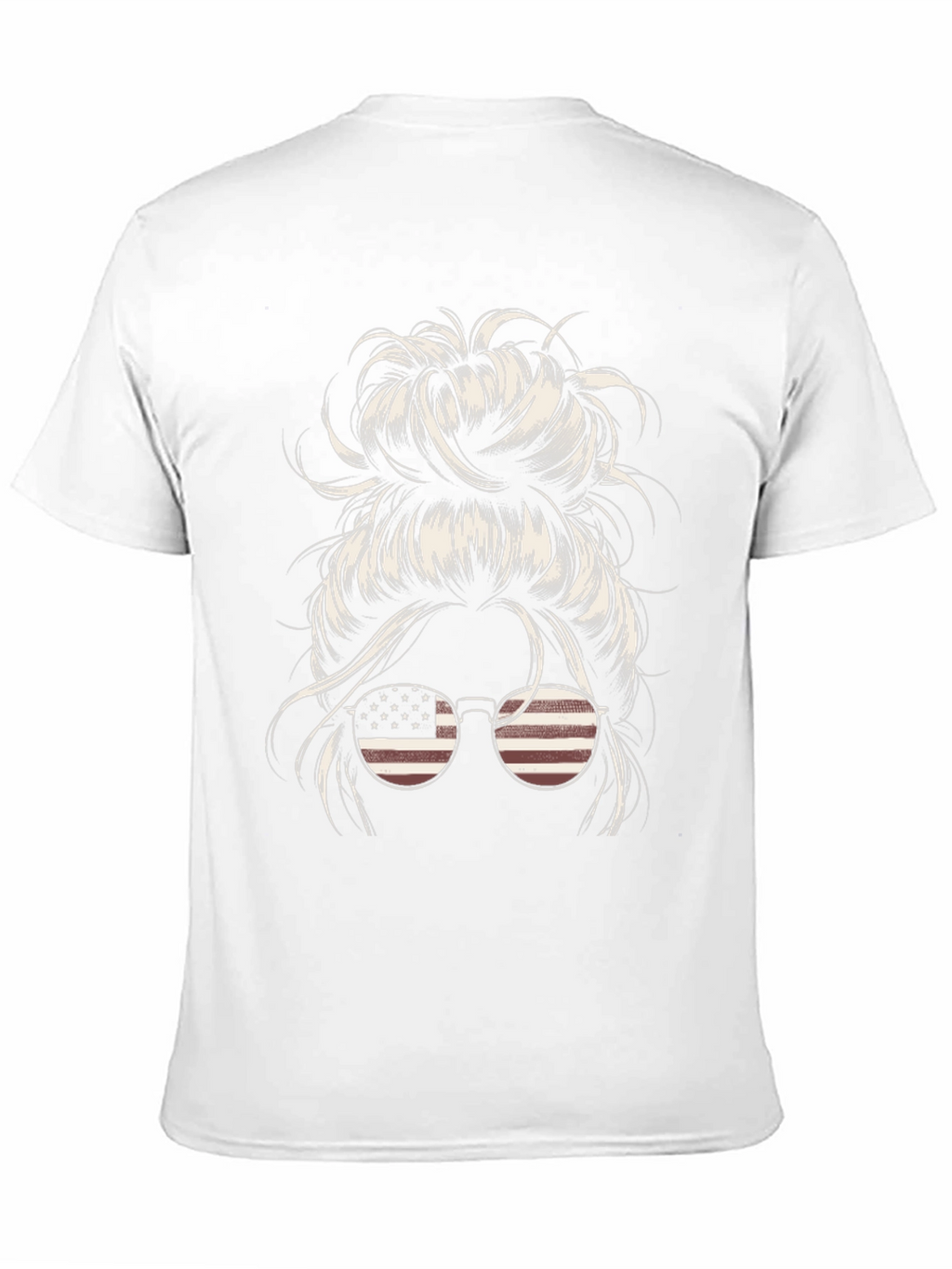 Messy Bun American Flag Sunglasses Graphic Tee
