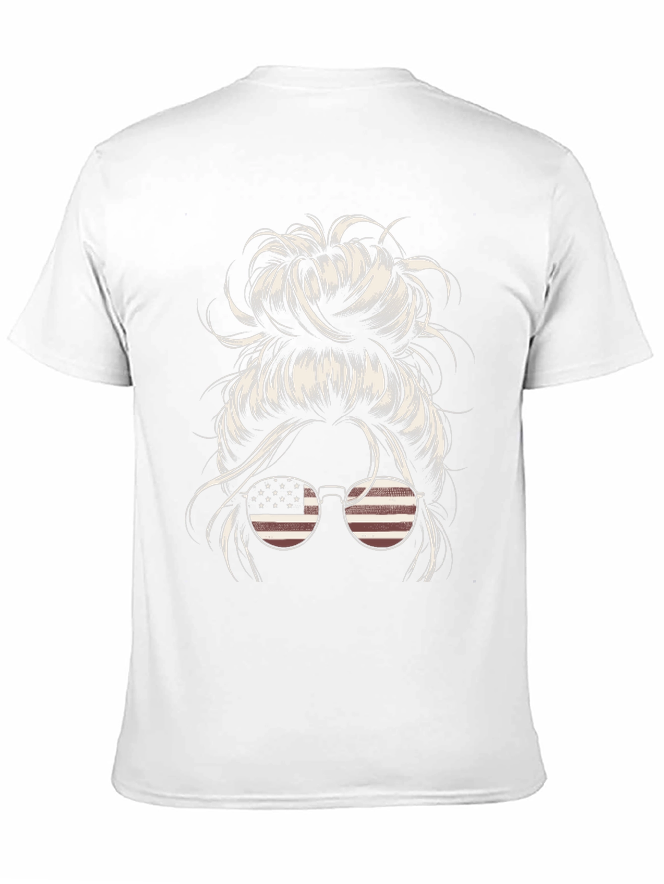Messy Bun American Flag Sunglasses Graphic Tee