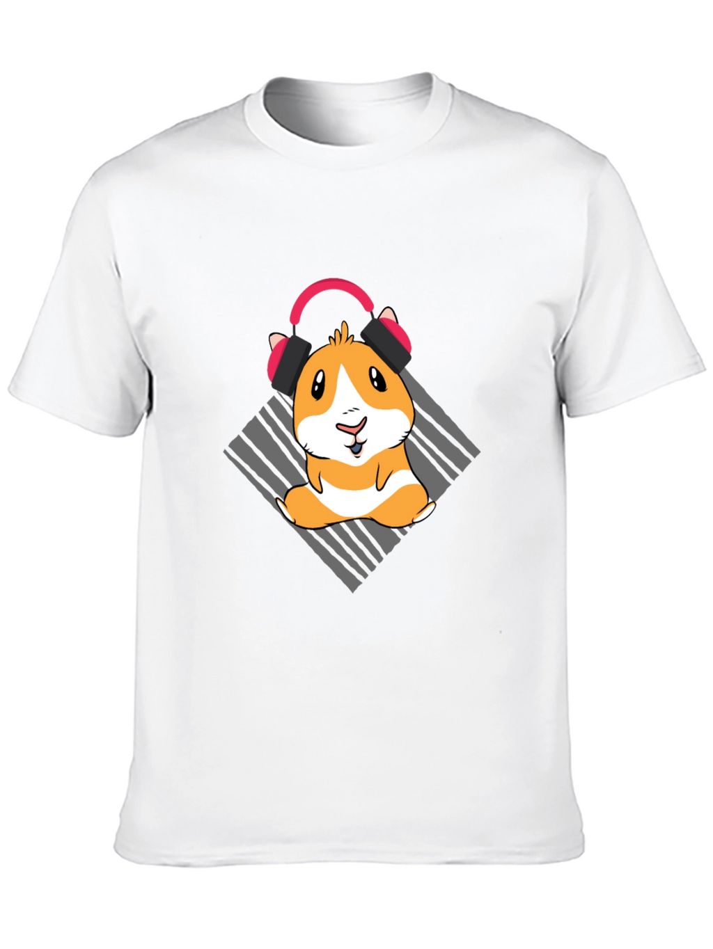 Cute Guinea Pig Headphones Graphic T-Shirt