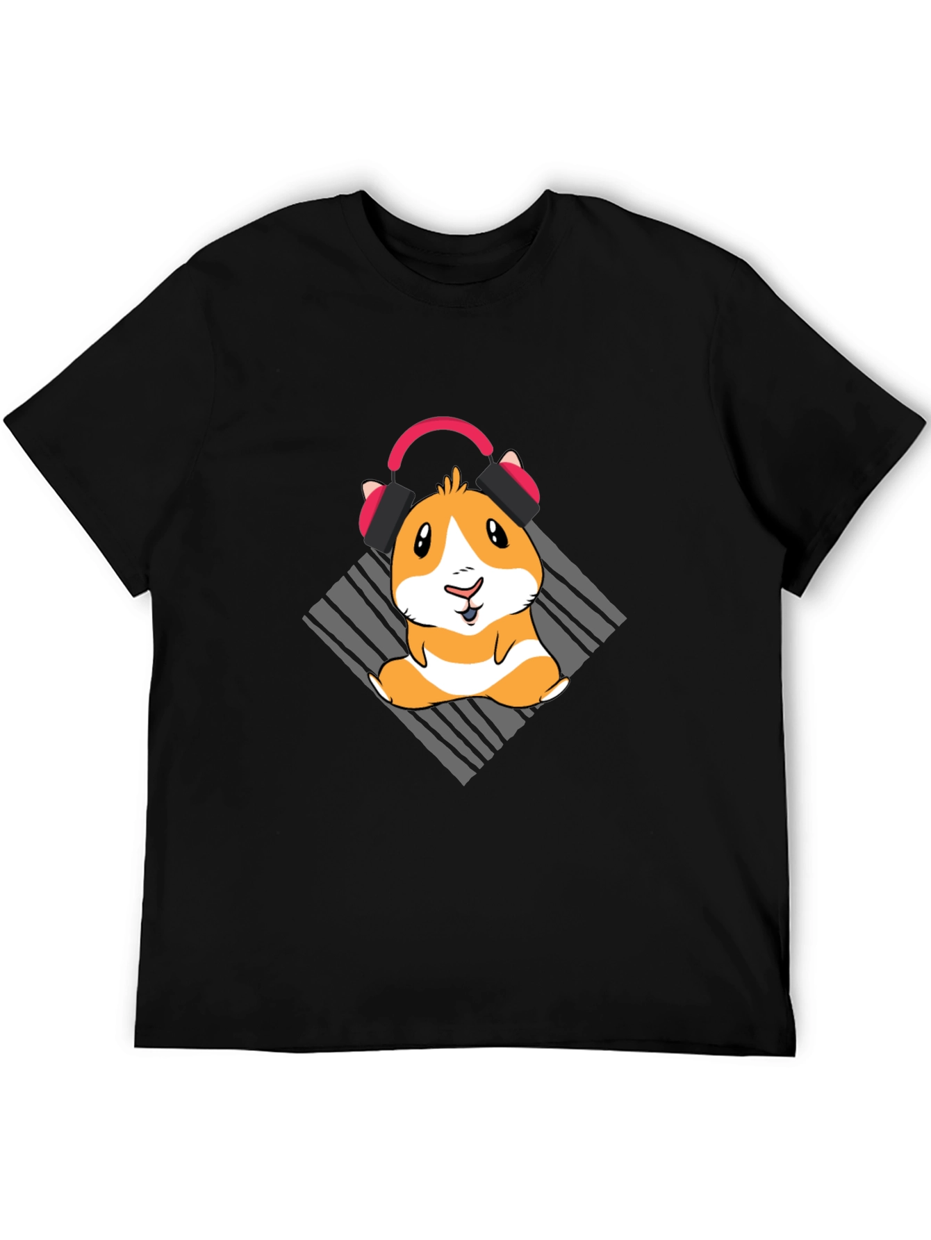 Cute Guinea Pig Headphones Graphic T-Shirt