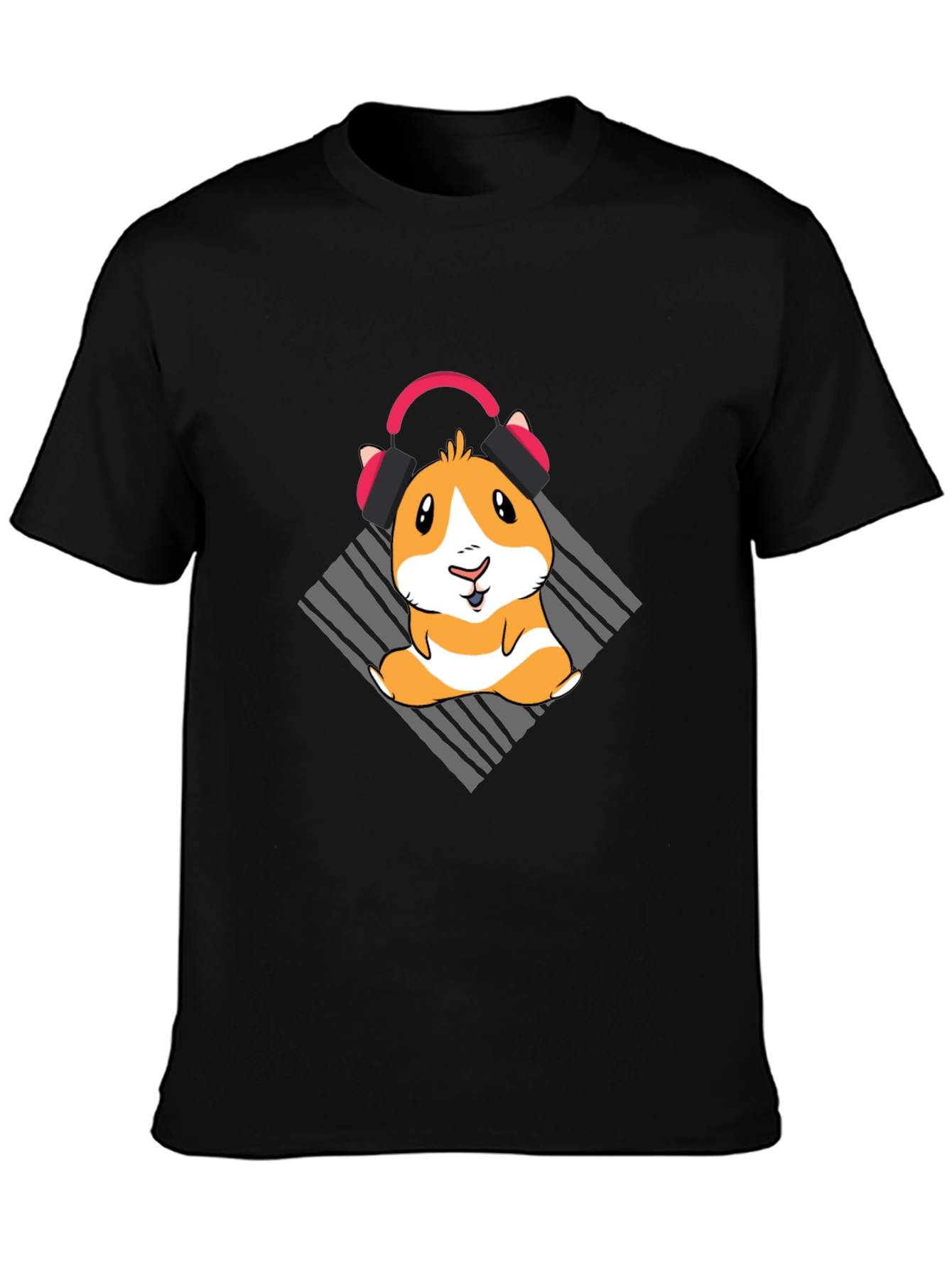 Cute Guinea Pig Headphones Graphic T-Shirt