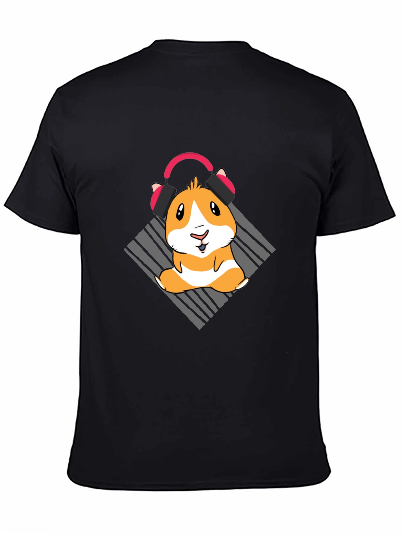 Cute Guinea Pig Headphones Graphic T-Shirt