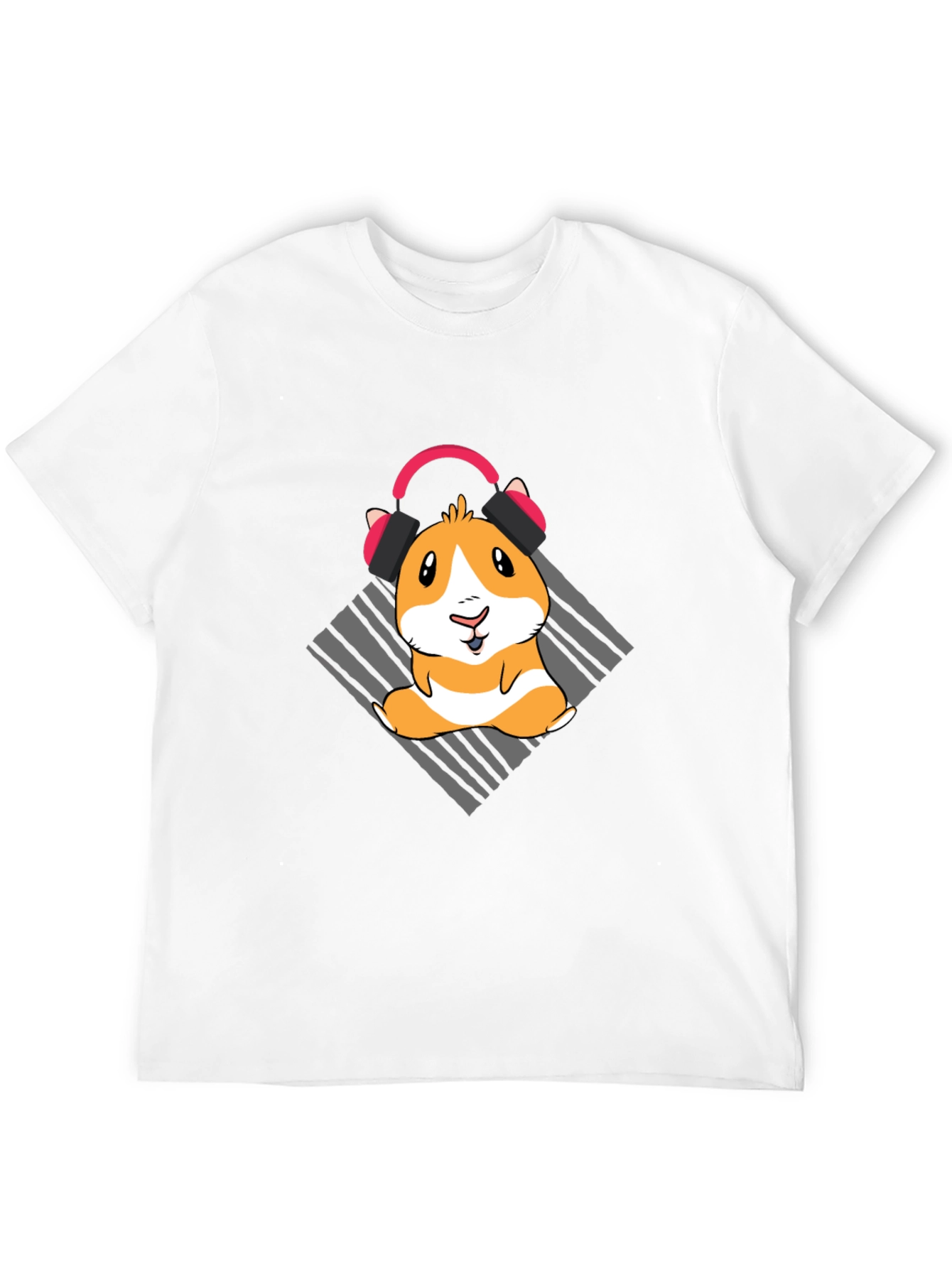 Cute Guinea Pig Headphones Graphic T-Shirt