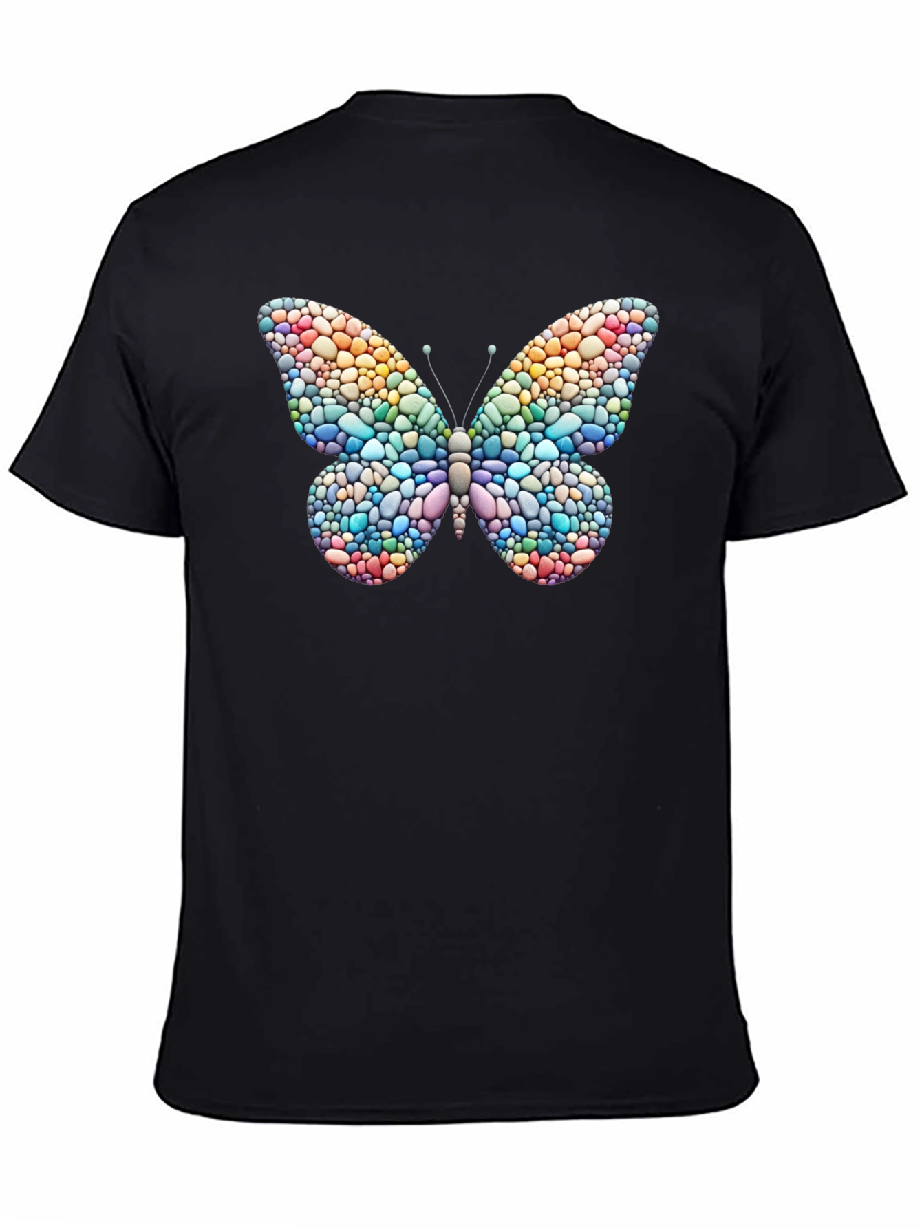 Butterfly Stone Art T-Shirt - Black Casual Tee