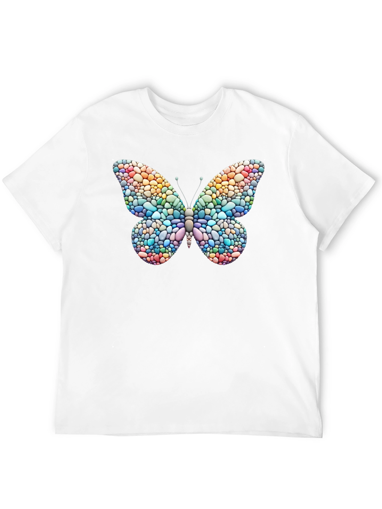 Butterfly Stone Art T-Shirt - Black Casual Tee