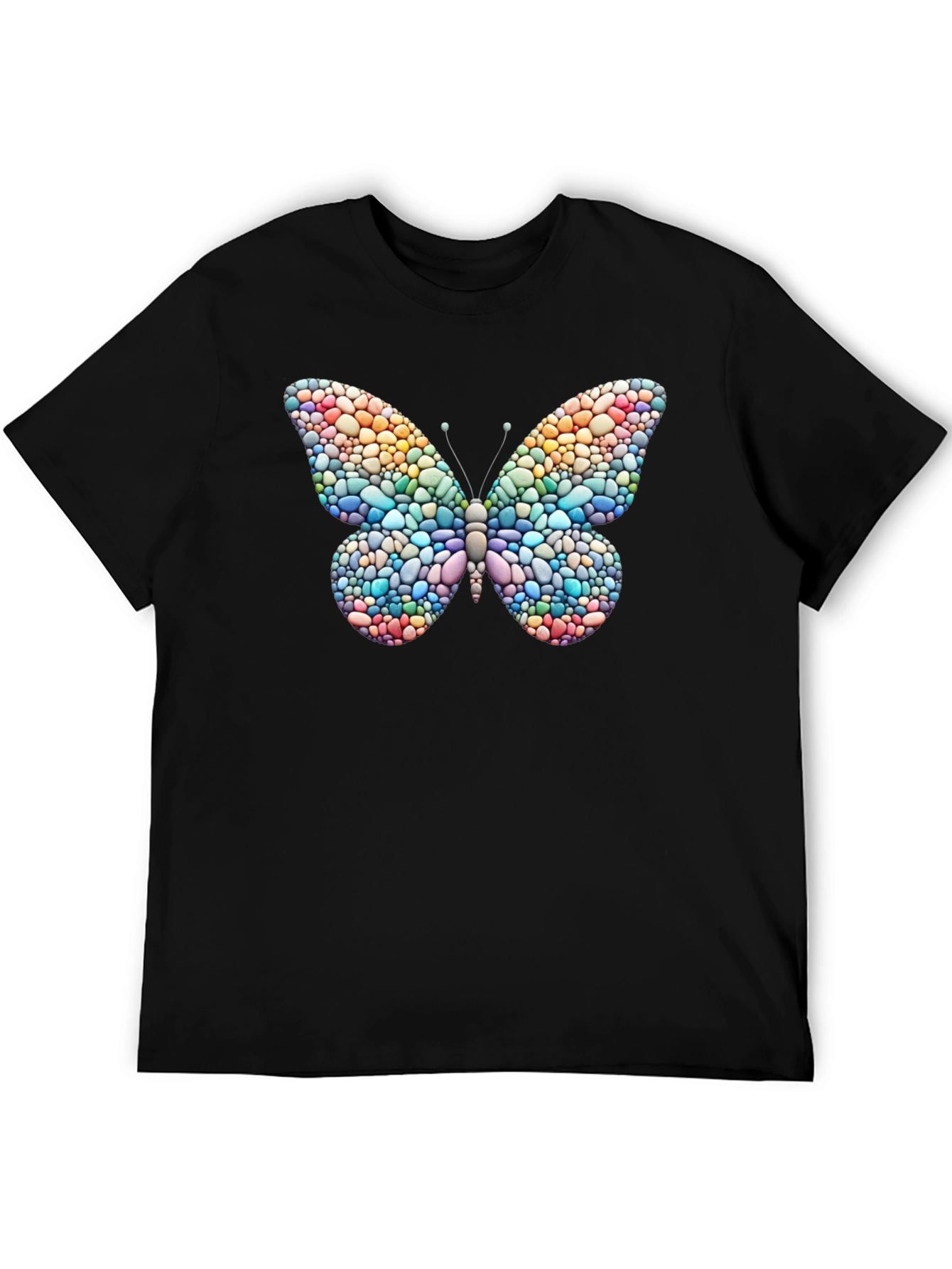 Butterfly Stone Art T-Shirt - Black Casual Tee