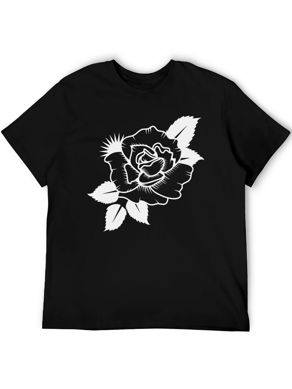 Classic Rose Tattoo Graphic Black T-Shirt