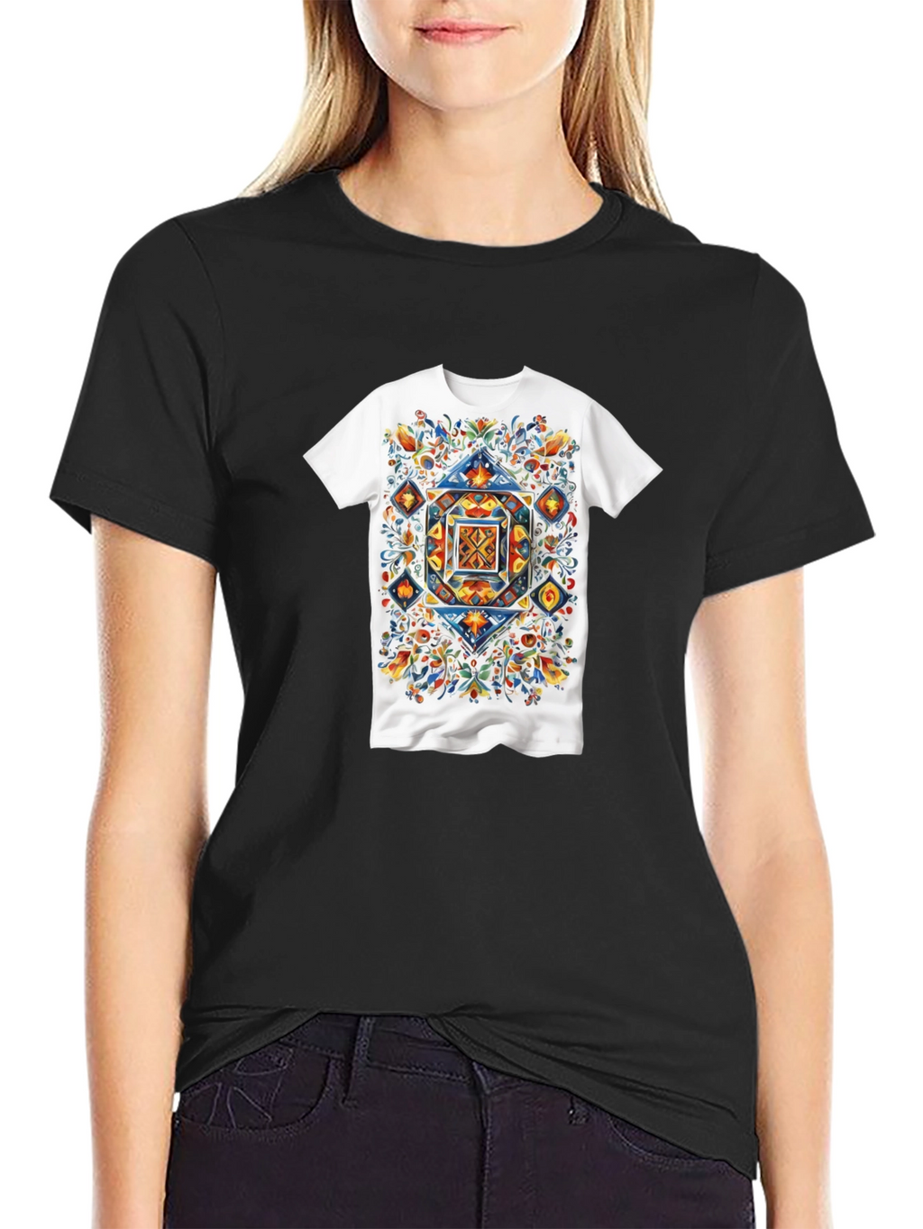 Artistic Geometric Floral T-Shirt