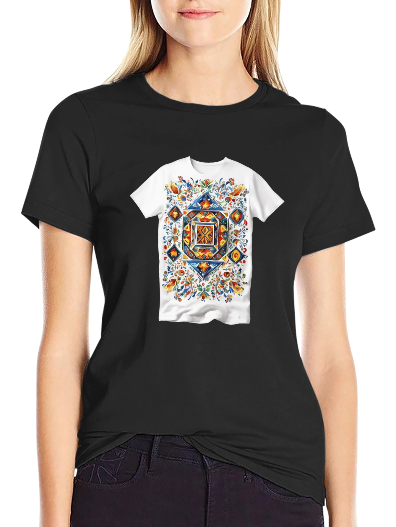 Artistic Geometric Floral T-Shirt