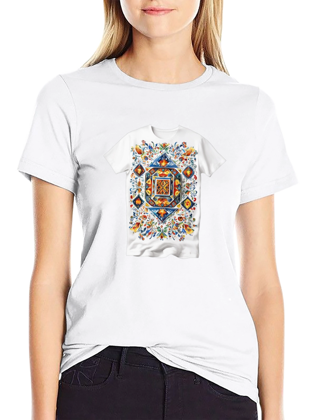 Artistic Geometric Floral T-Shirt