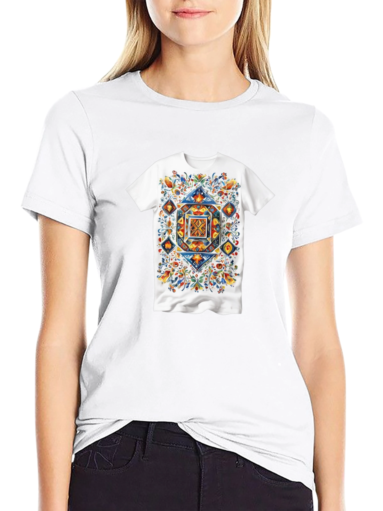 Artistic Geometric Floral T-Shirt