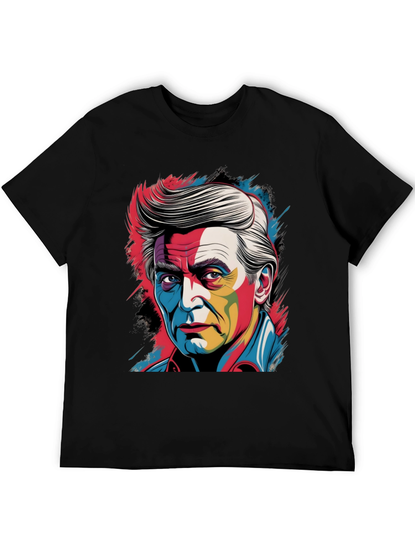 Colorful Portrait Graphic Black T-Shirt