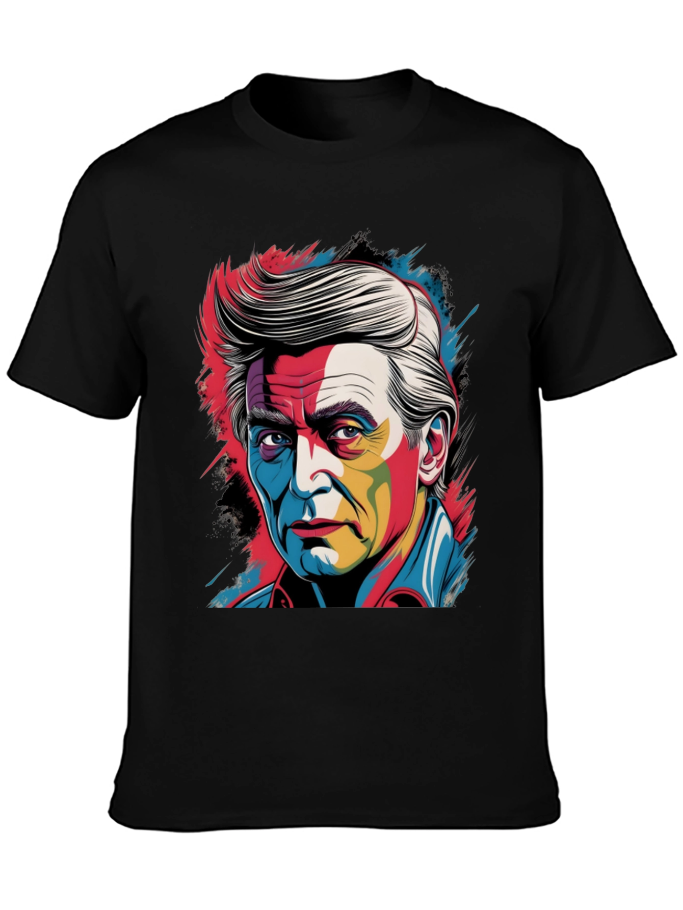 Colorful Portrait Graphic Black T-Shirt