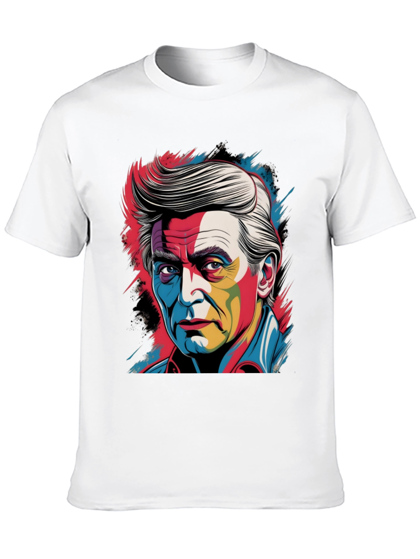 Colorful Portrait Graphic Black T-Shirt