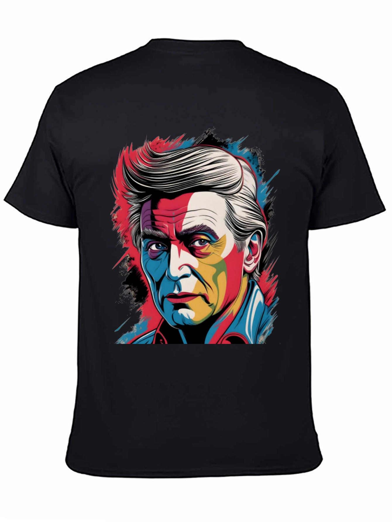 Colorful Portrait Graphic Black T-Shirt