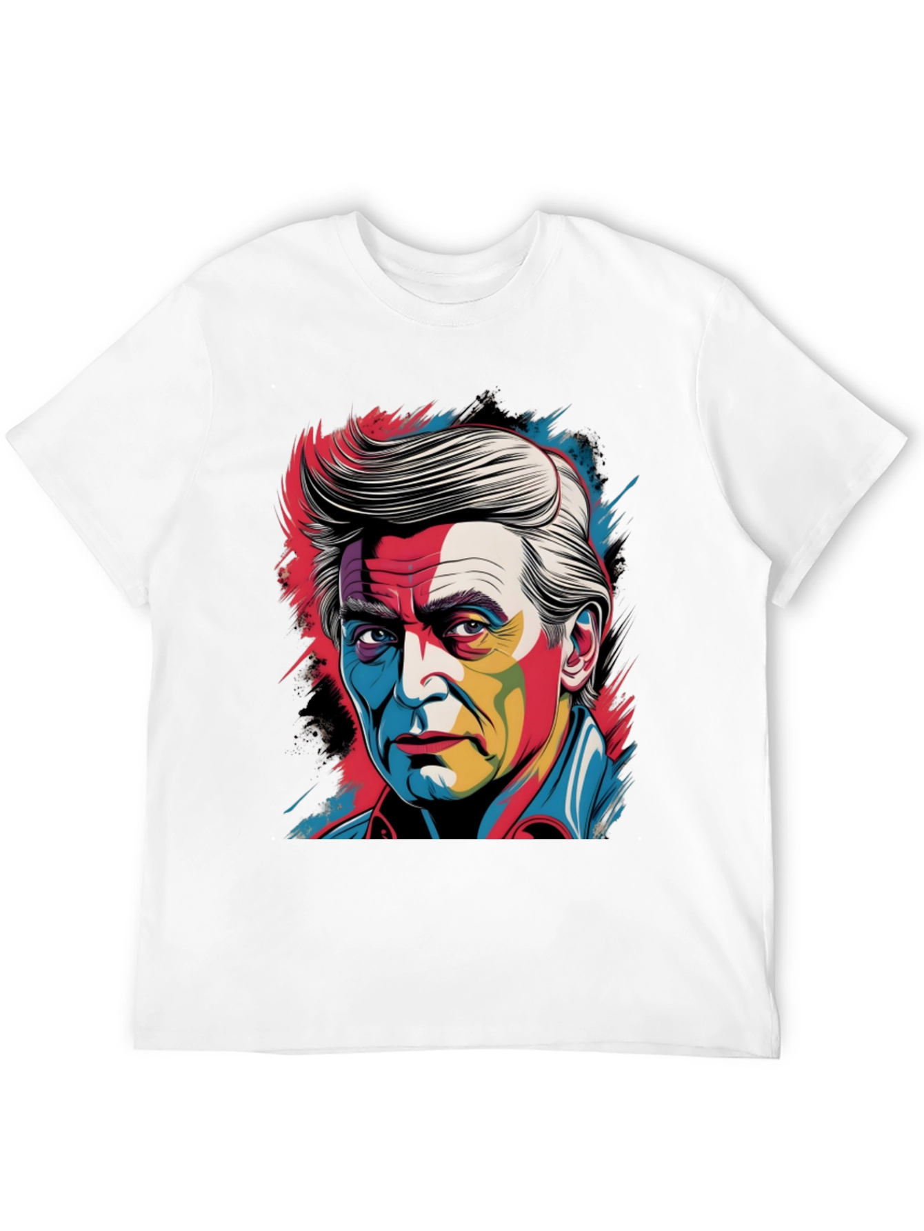 Colorful Portrait Graphic Black T-Shirt