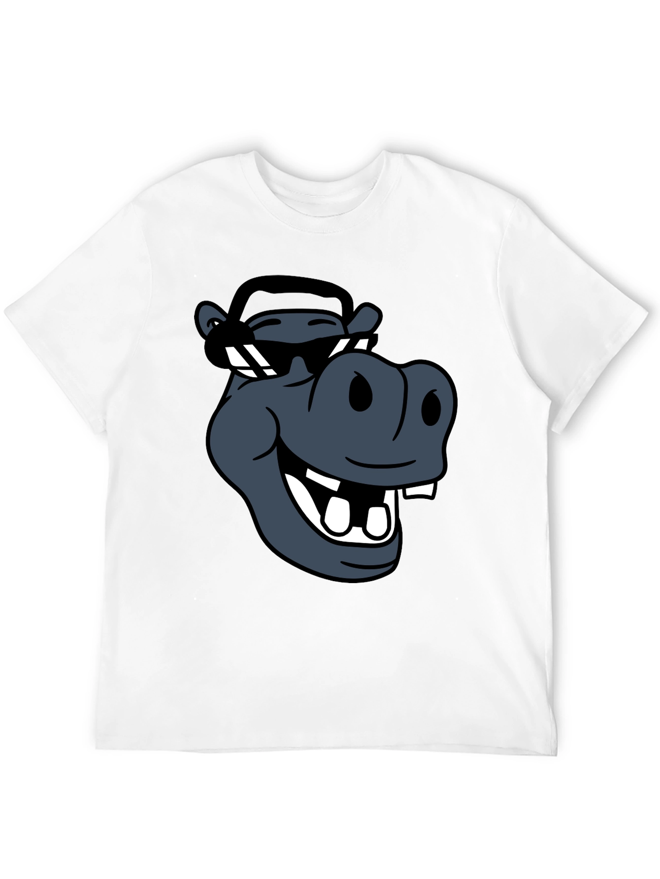 Cool Hippo Graphic Tee - Black Casual T-Shirt