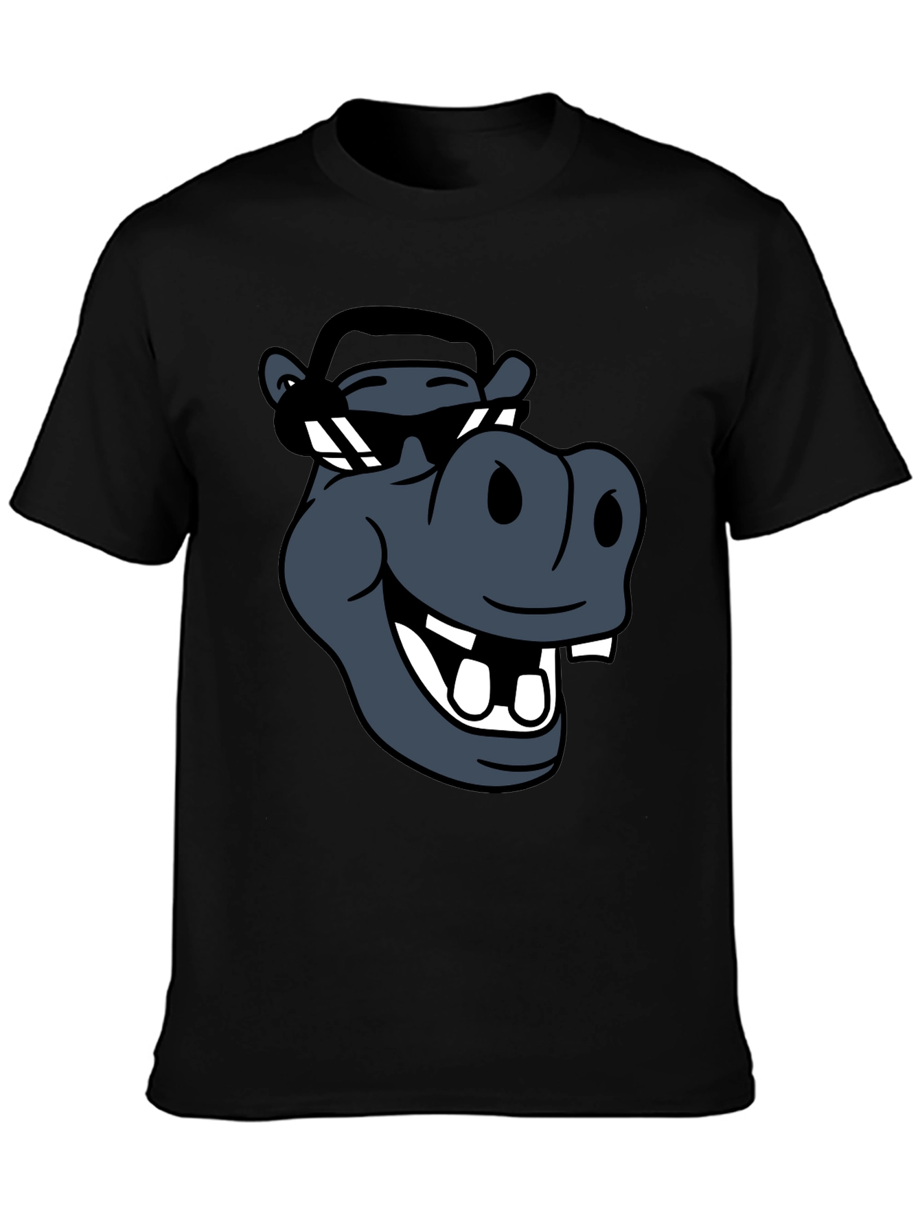Cool Hippo Graphic Tee - Black Casual T-Shirt