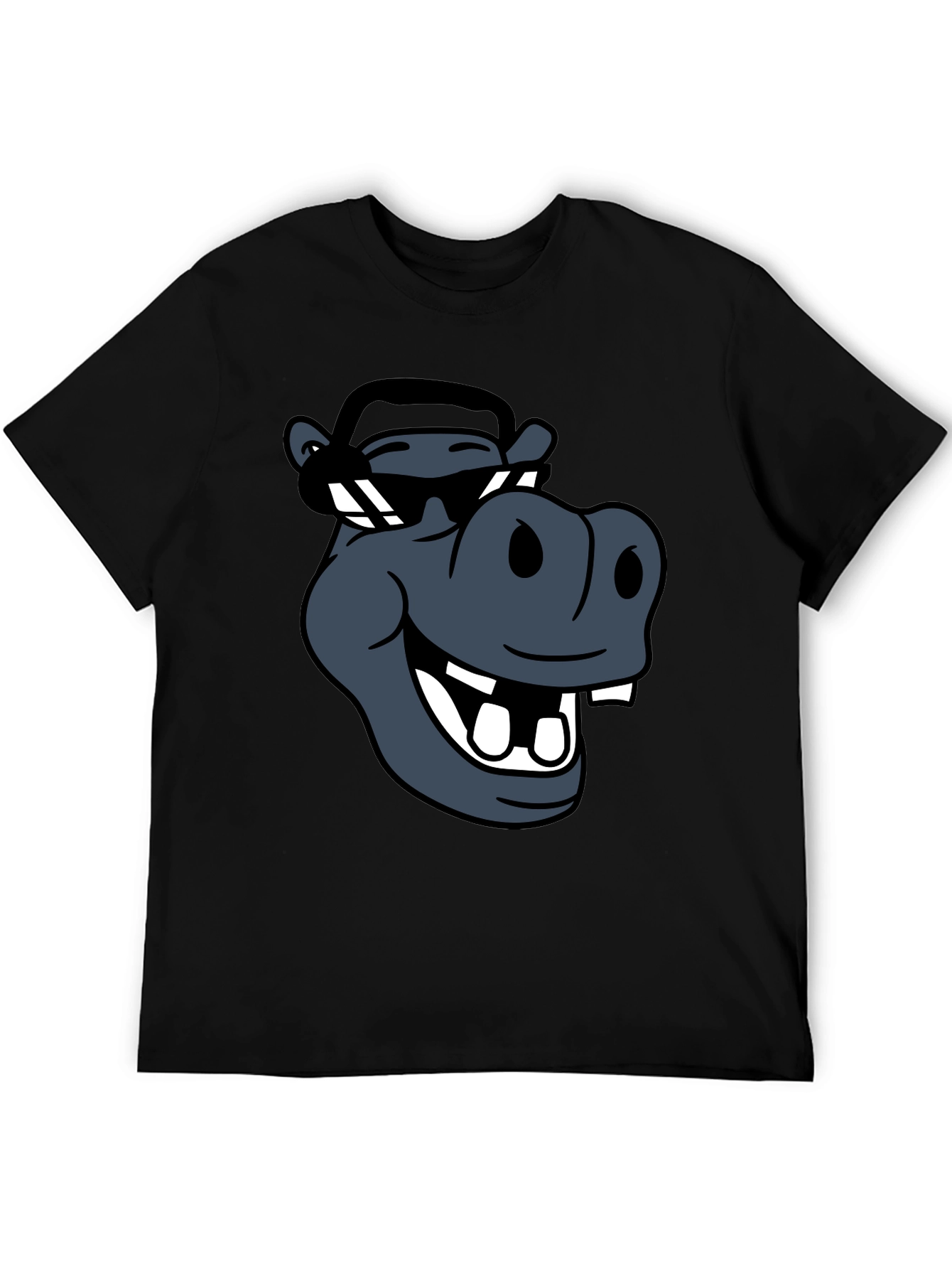 Cool Hippo Graphic Tee - Black Casual T-Shirt