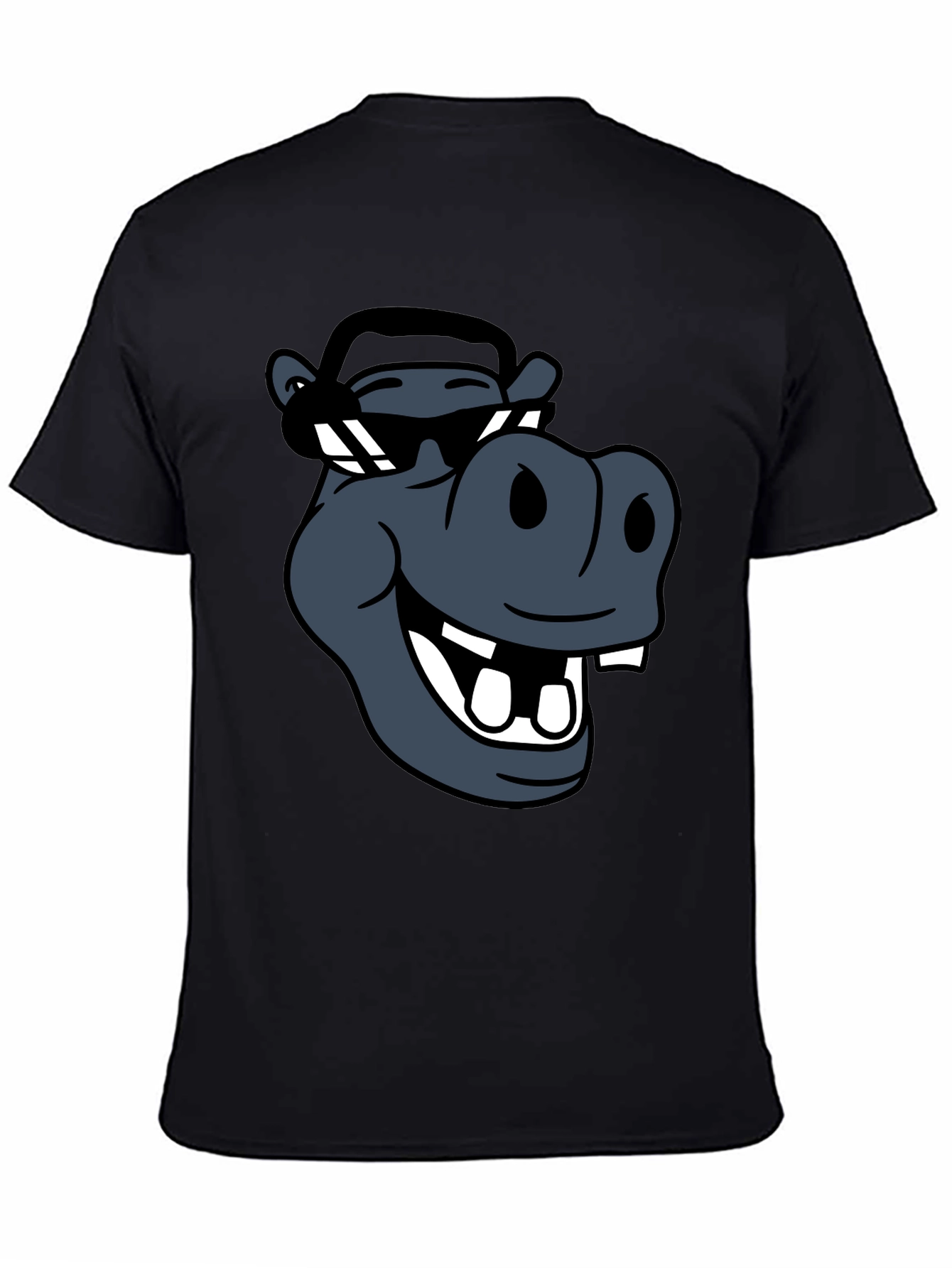 Cool Hippo Graphic Tee - Black Casual T-Shirt