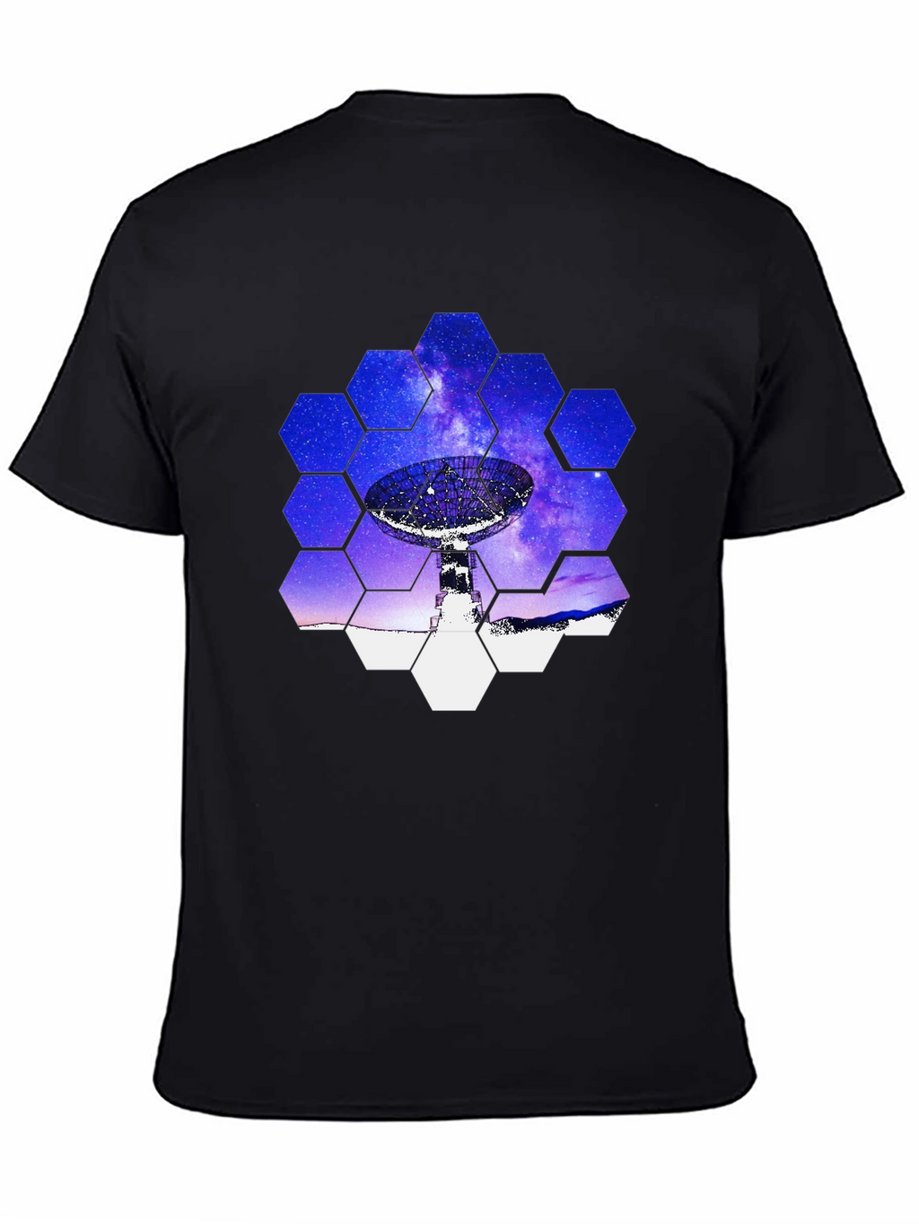 Cosmic Dish T-Shirt - Galaxy Hexagon Design