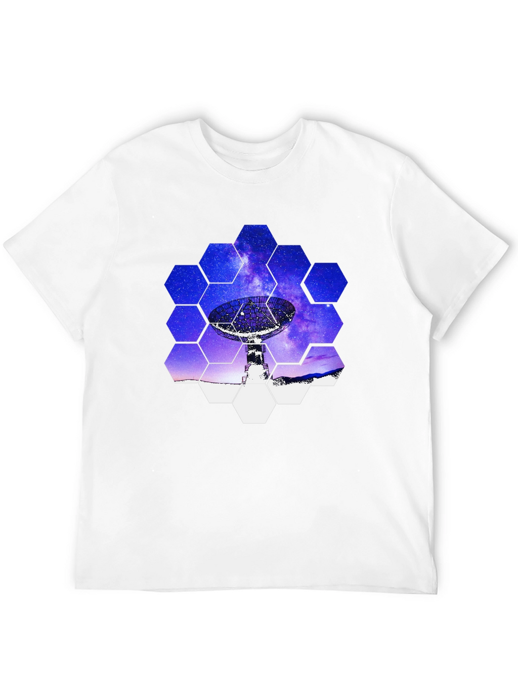 Cosmic Dish T-Shirt - Galaxy Hexagon Design