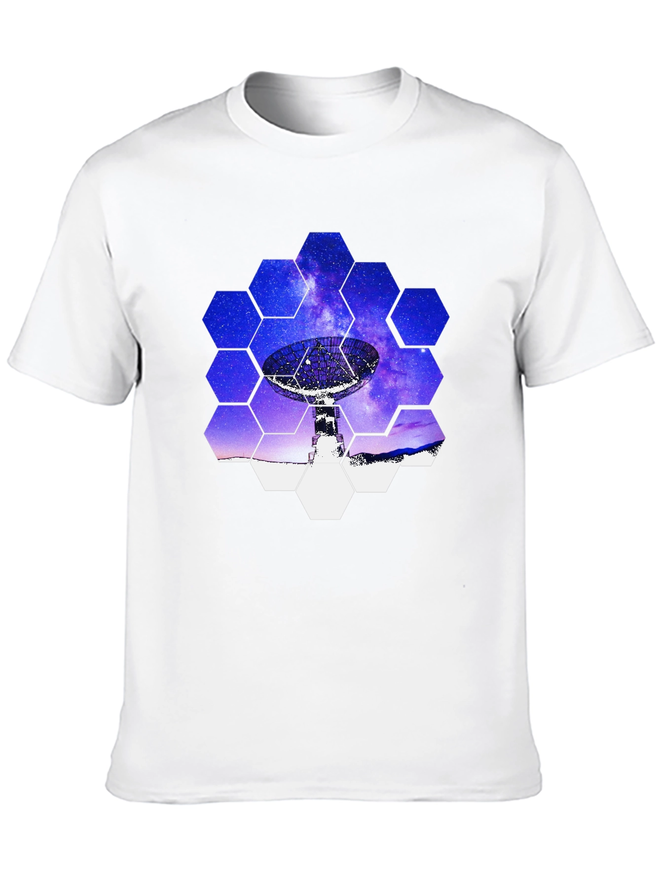 Cosmic Dish T-Shirt - Galaxy Hexagon Design