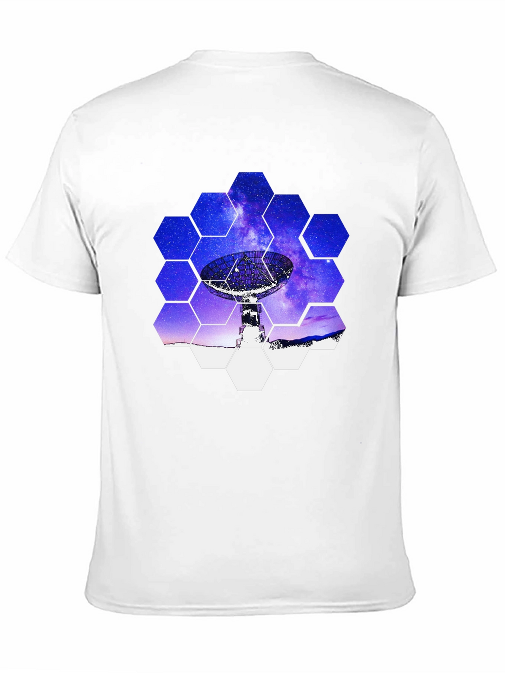Cosmic Dish T-Shirt - Galaxy Hexagon Design