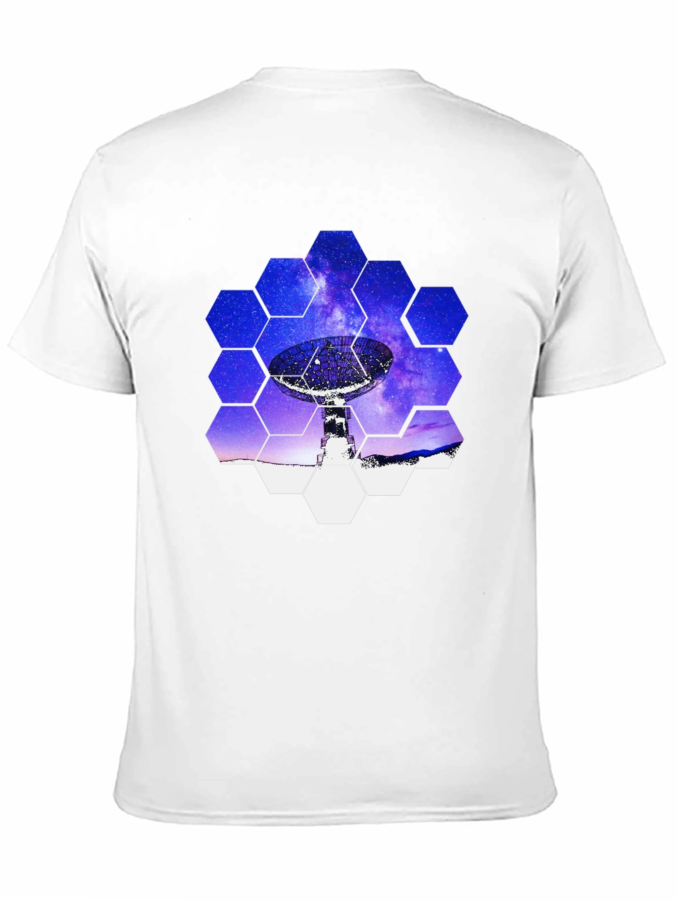 Cosmic Dish T-Shirt - Galaxy Hexagon Design
