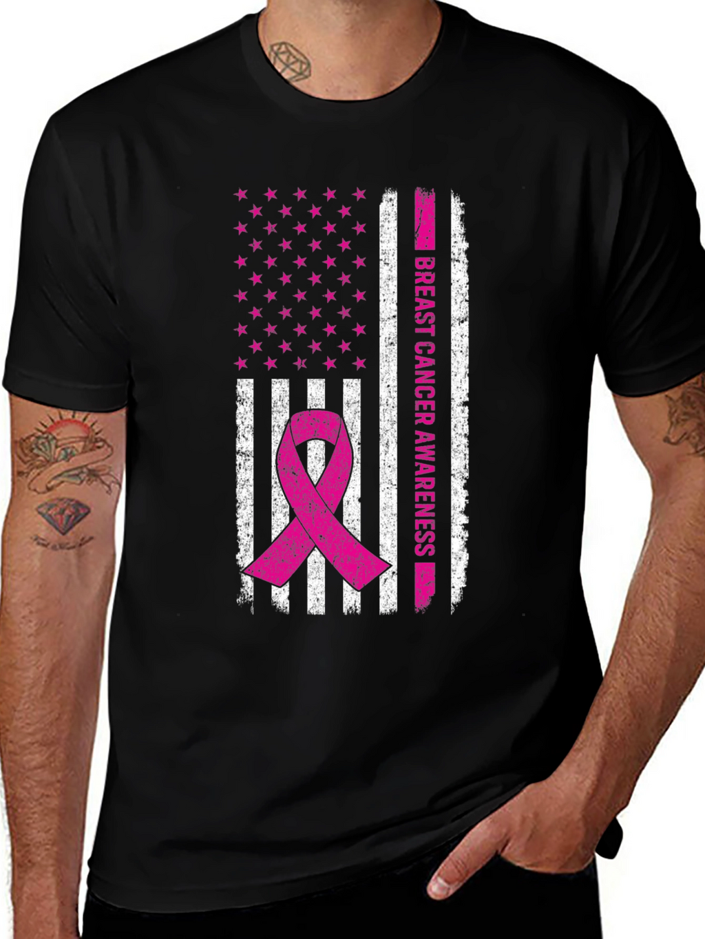 Breast Cancer Awareness Flag T-Shirt