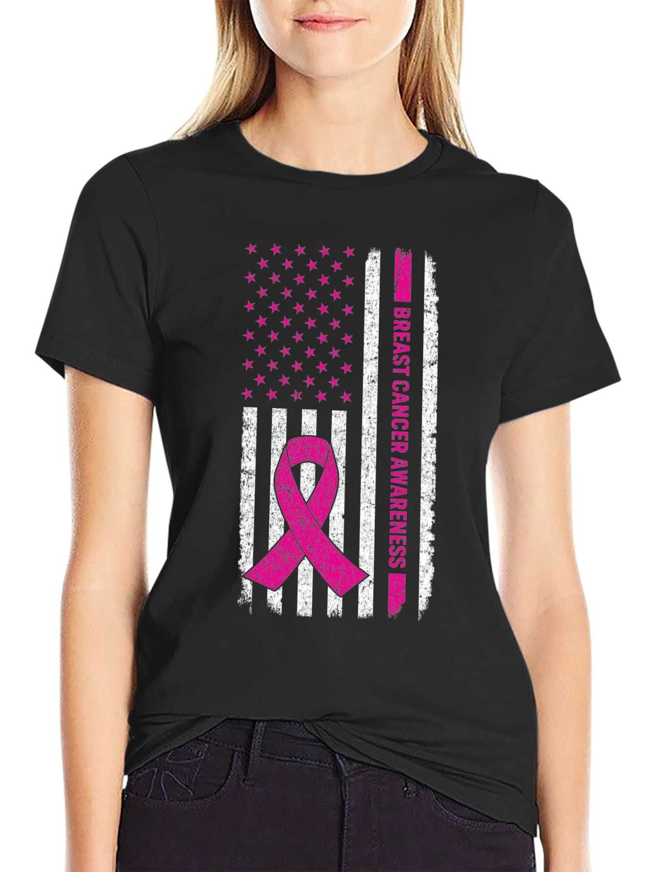 Breast Cancer Awareness Flag T-Shirt