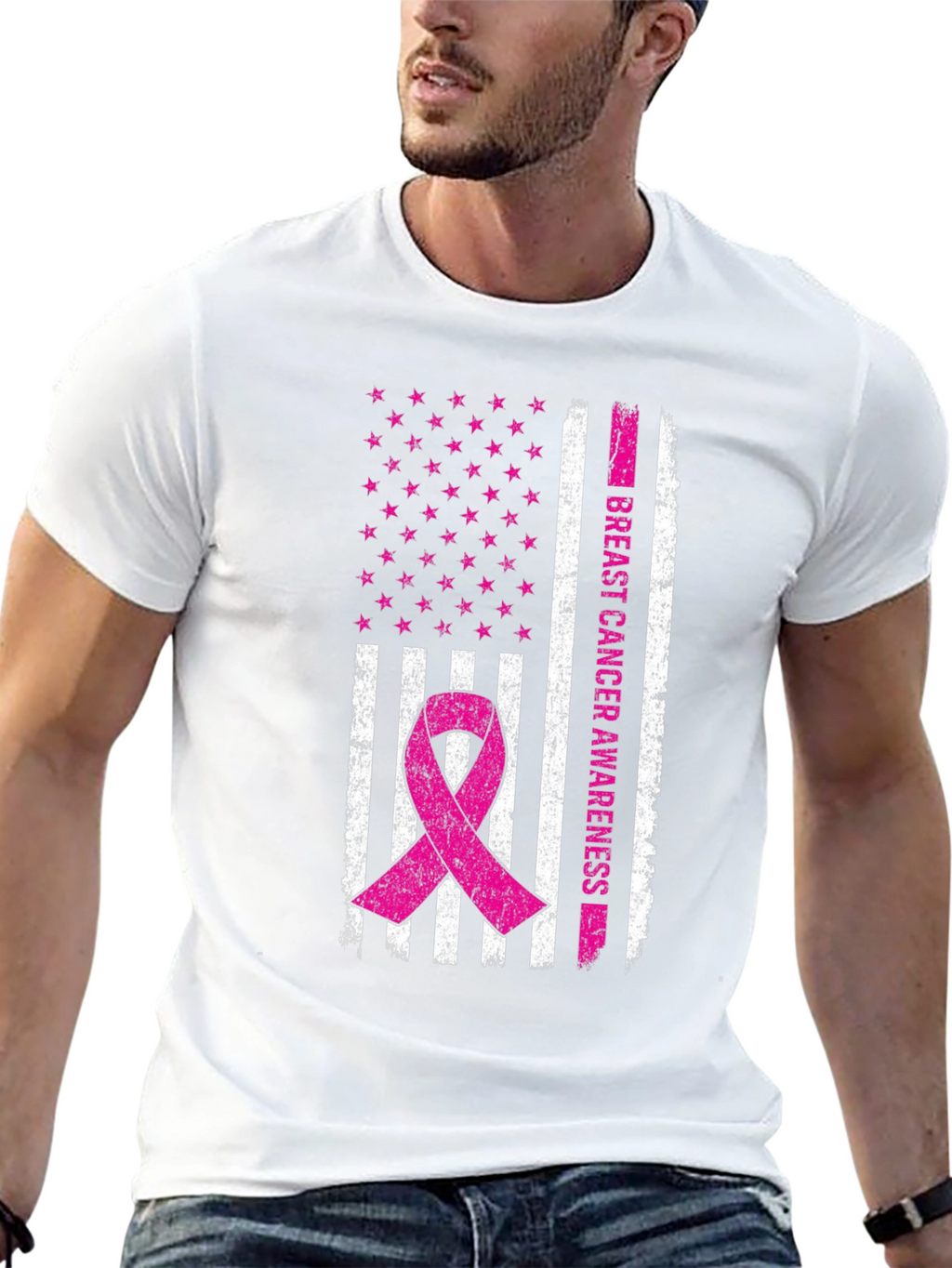 Breast Cancer Awareness Flag T-Shirt