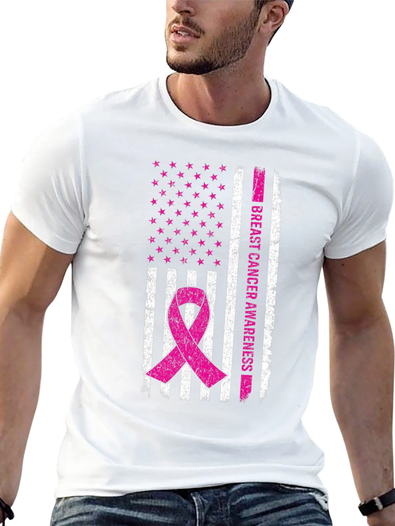 Breast Cancer Awareness Flag T-Shirt