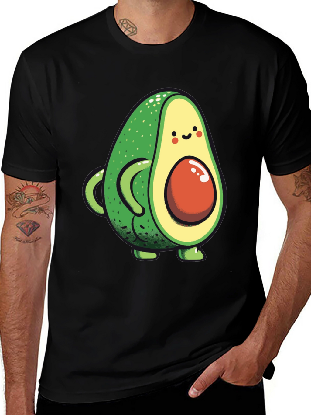 Cute Avocado Graphic Black T-Shirt