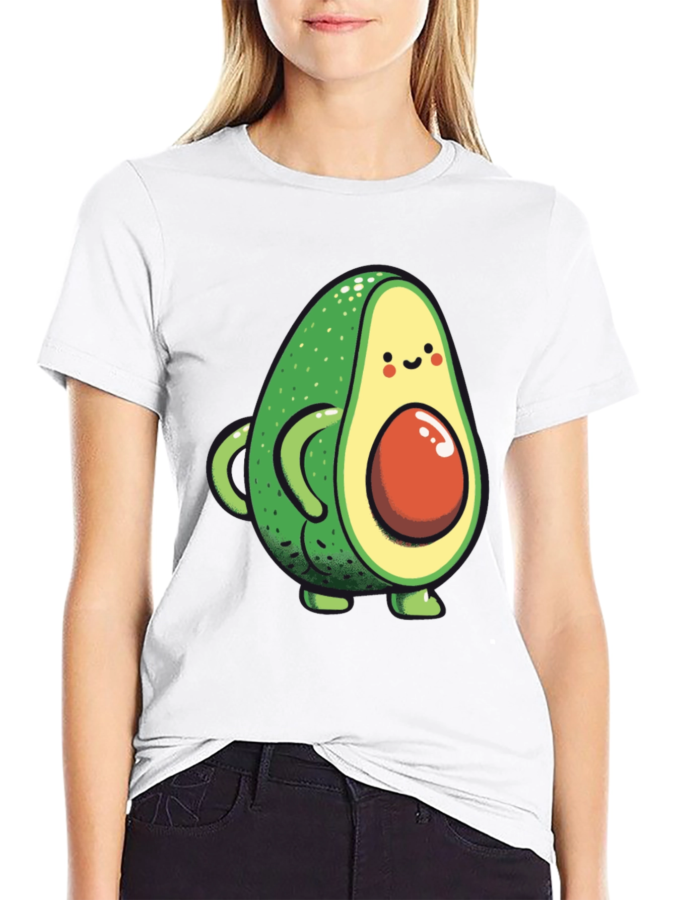 Cute Avocado Graphic Black T-Shirt