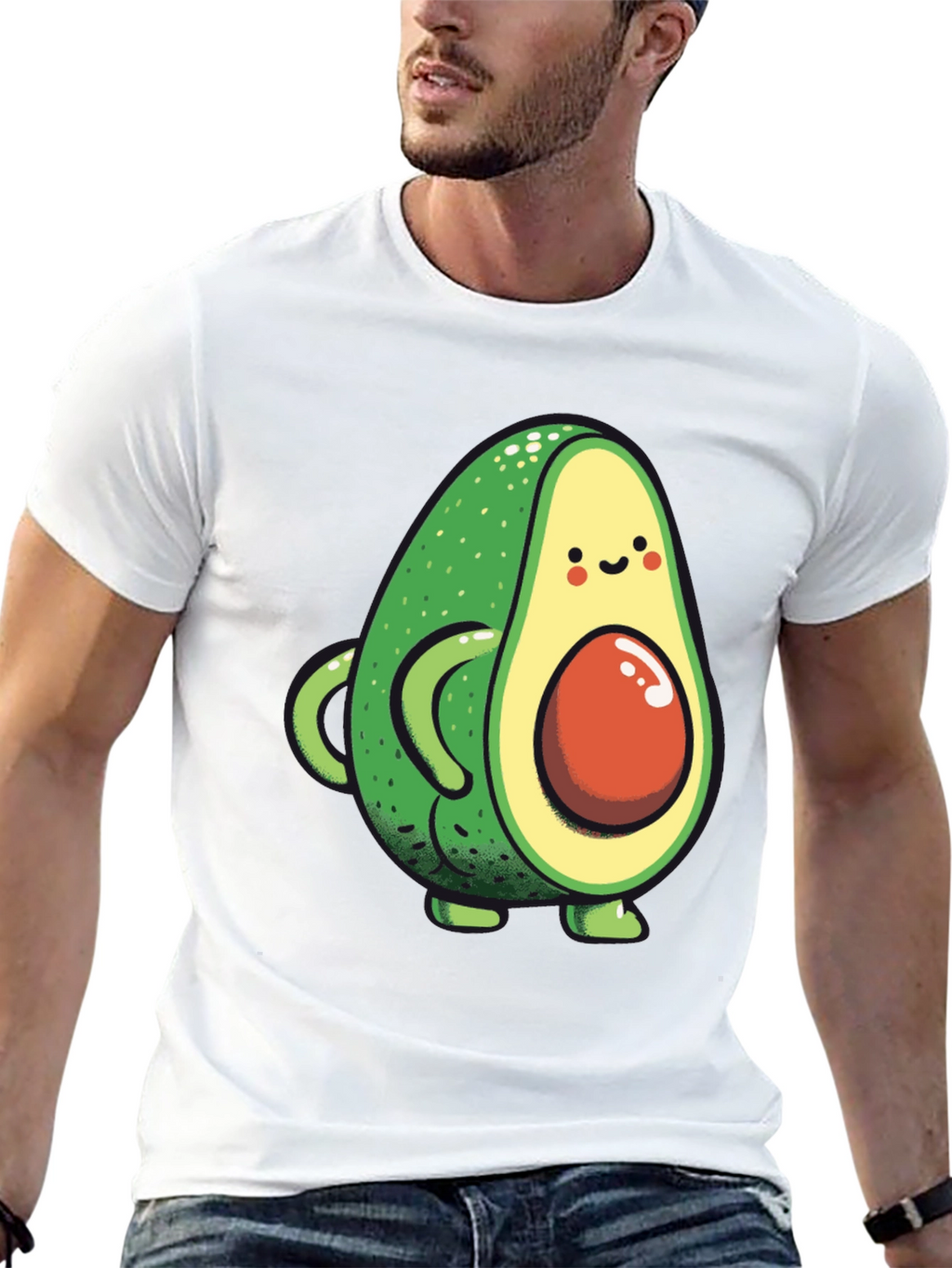 Cute Avocado Graphic Black T-Shirt